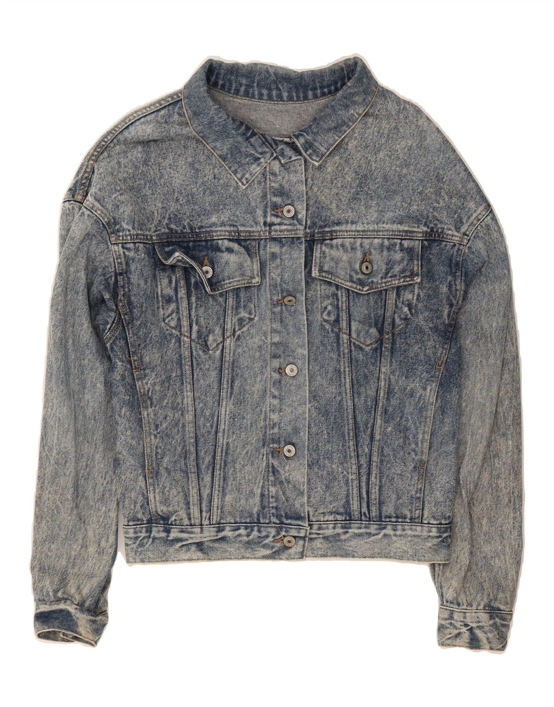 VINTAGE Womens Denim Jacket UK 14 Large Blue Cotton Vintage Vintage and Second-Hand Vintage from Messina Hembry 