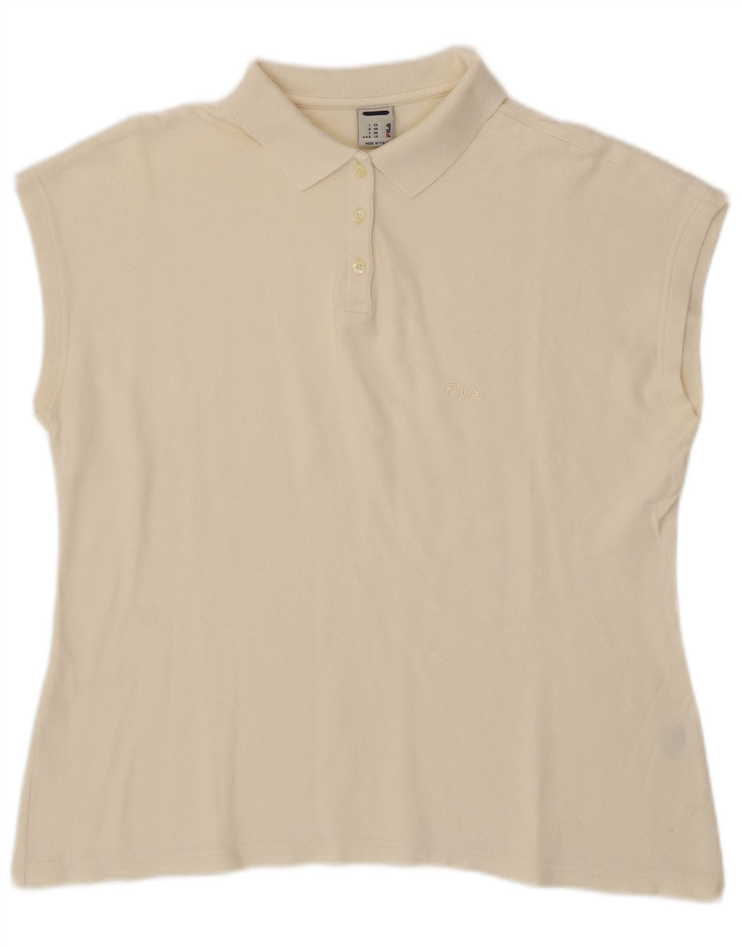 FILA Womens Sleeveless Polo Shirt IT 54 2XL Off White Cotton