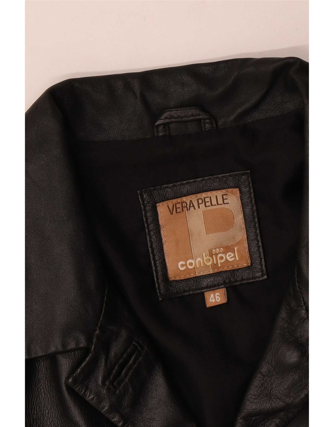 Conbipel Womens 3 Button Leather Blazer Jacket IT 46 Large Black Leather