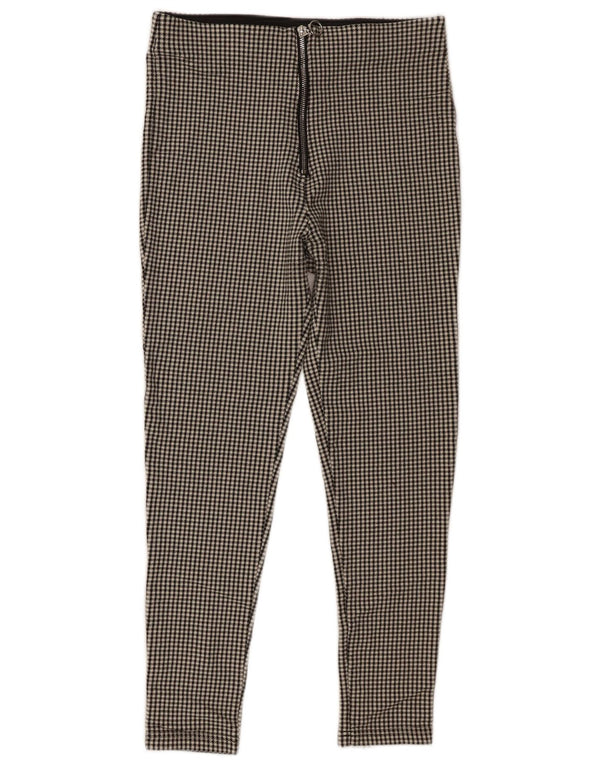 Zara Womens High Waist Cropped Trousers Large W30 L25 Black Houndstooth