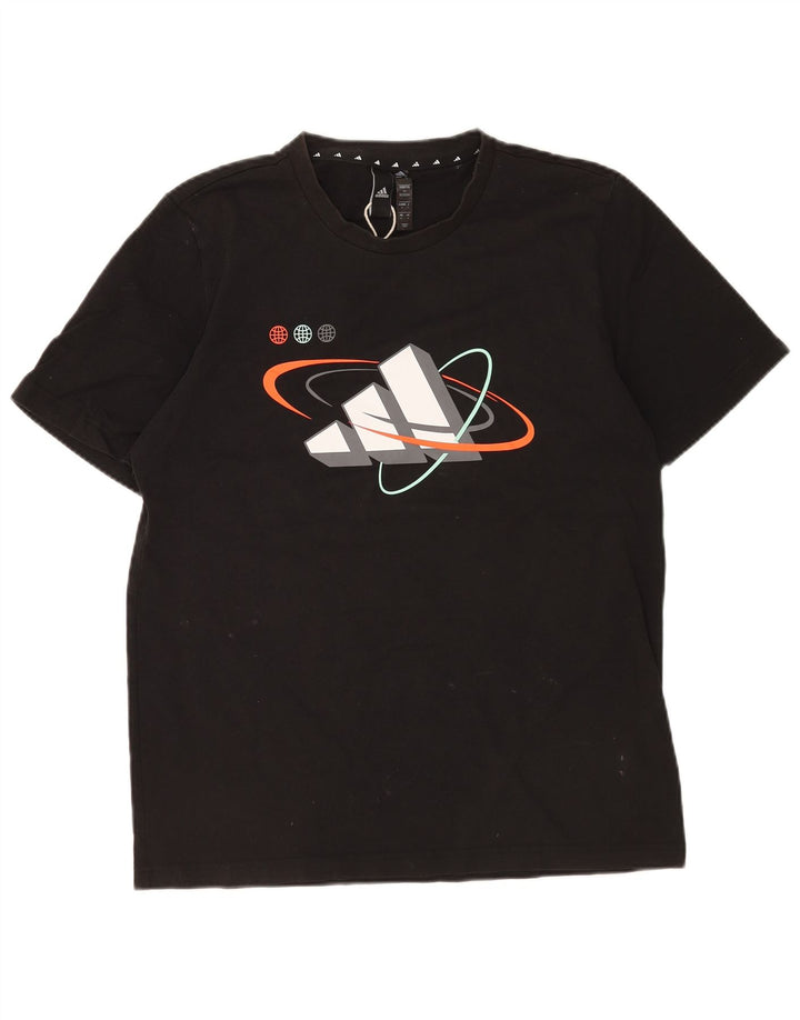 Adidas Mens Graphic T-Shirt Top Medium Black Cotton