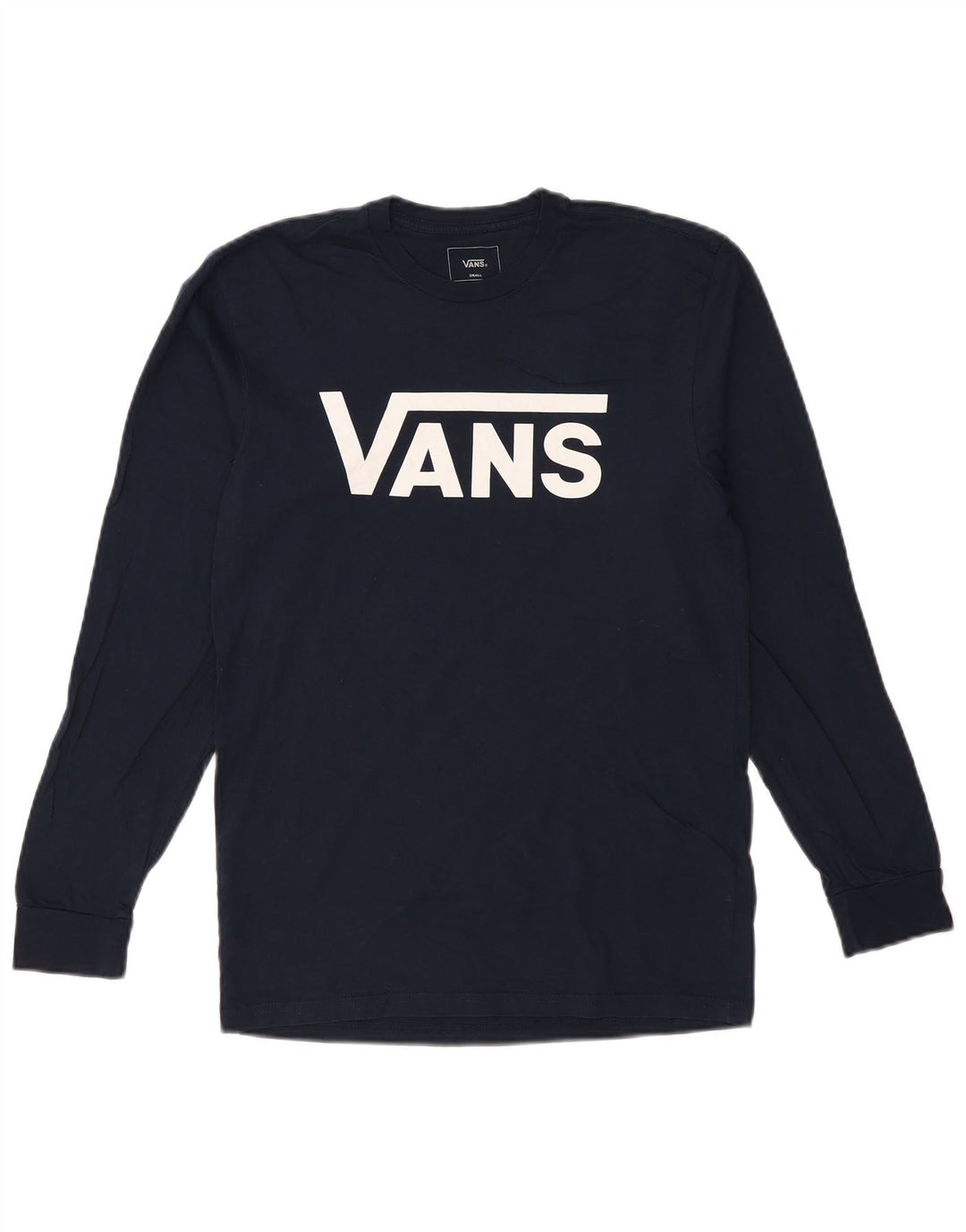 VANS Mens Classic Fit Graphic Top Long Sleeve Small Navy Blue Cotton