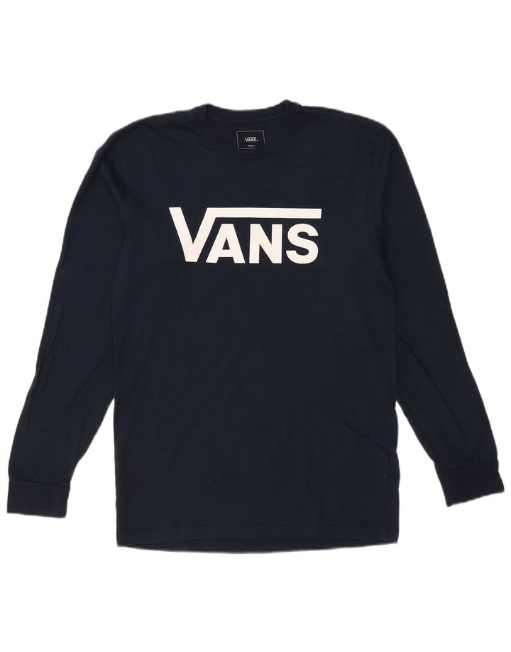 VANS Mens Classic Fit Graphic Top Long Sleeve Small Navy Blue Cotton