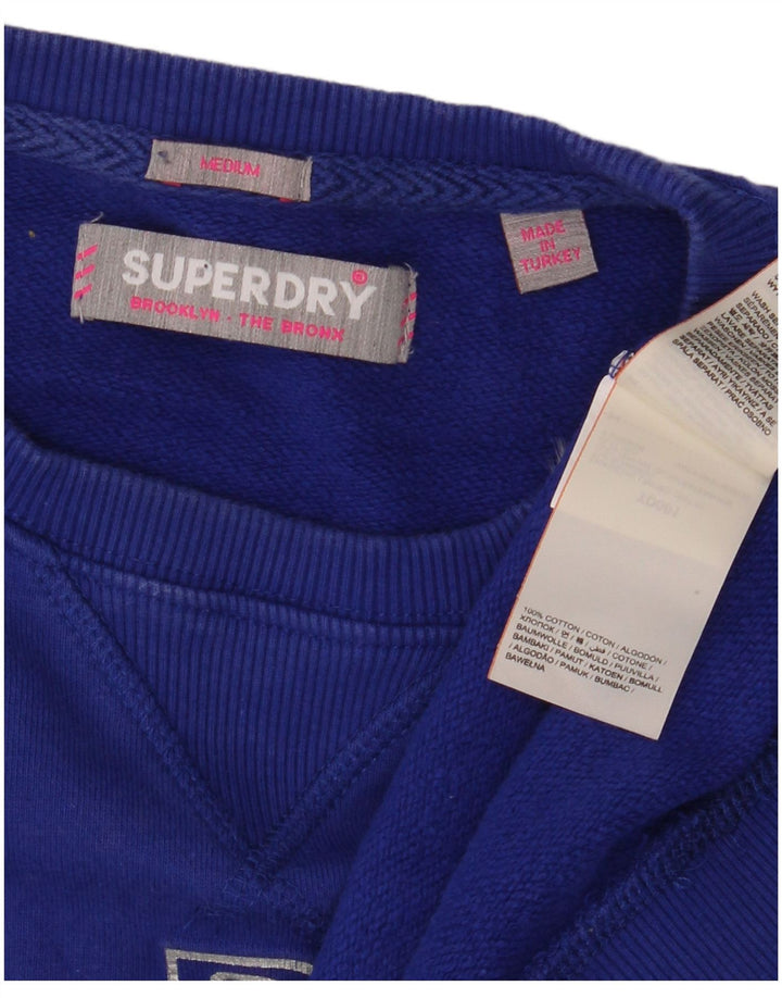 Superdry Womens Oversized Graphic Sweatshirt Jumper UK 14 Medium Blue