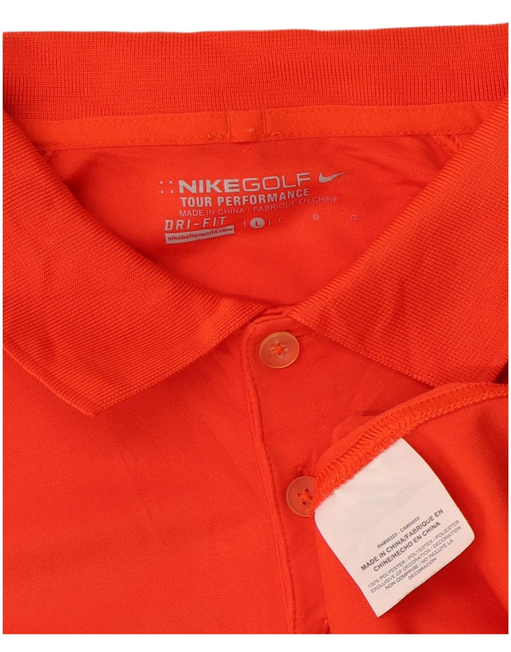 NIKE Mens Dri Fit Polo Shirt Large Orange Polyester