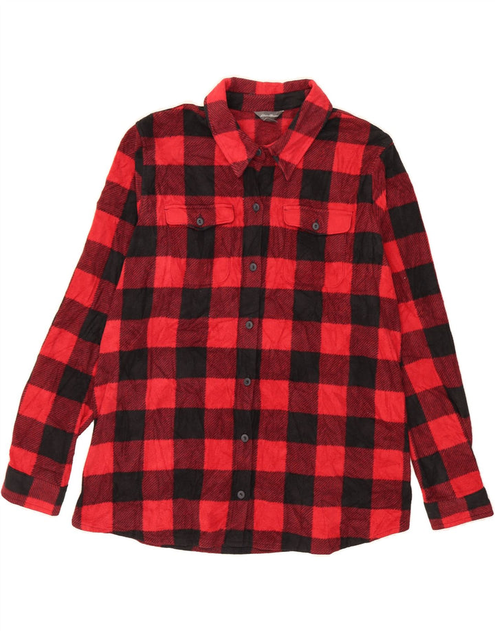 EDDIE BAUER Womens Fleece Shirt UK 18 XL Red Check Polyester Vintage Eddie Bauer and Second-Hand Eddie Bauer from Messina Hembry 