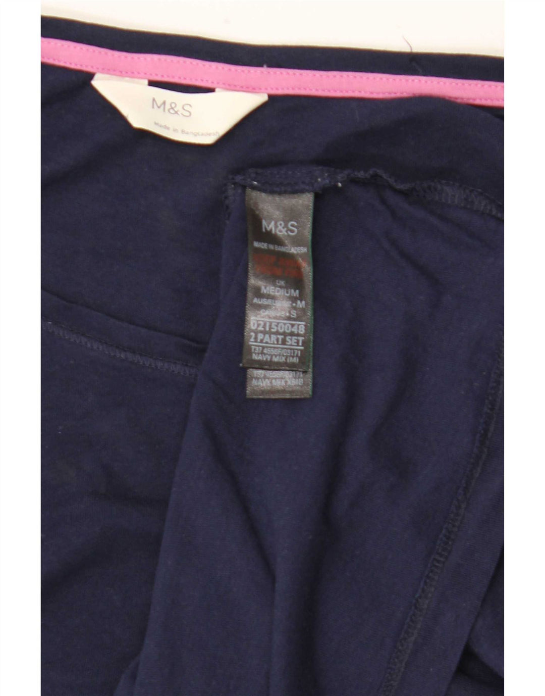Marks & Spencer Womens Top Long Sleeve UK 14 Medium Navy Blue Cotton
