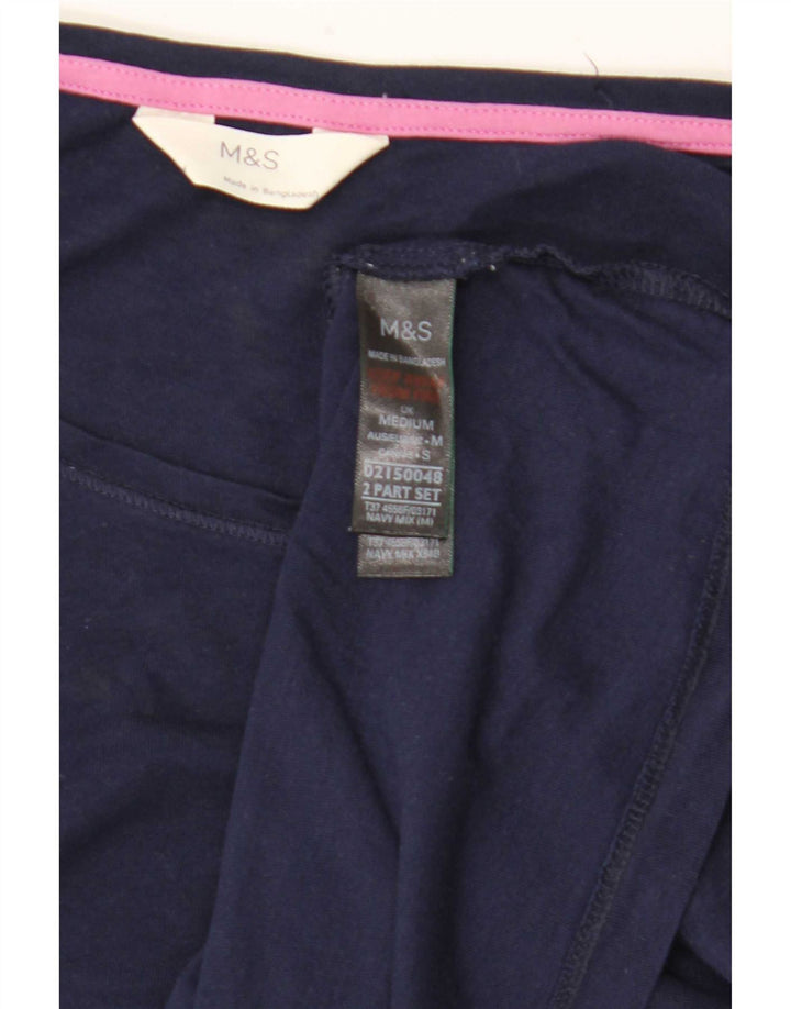 Marks & Spencer Womens Top Long Sleeve UK 14 Medium Navy Blue Cotton