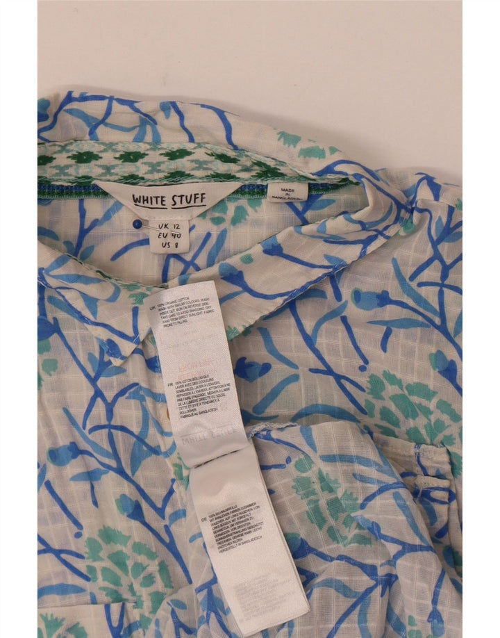 White Stuff Womens Short Sleeve Shirt UK 12 Medium Floral Cotton