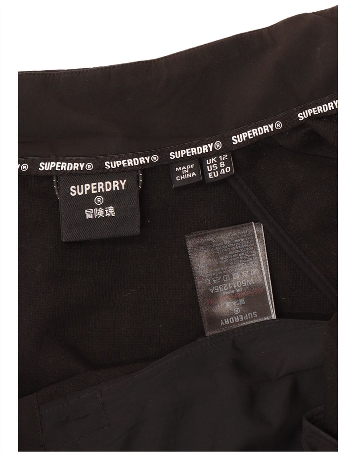 SUPERDRY Womens Crop Loose Fit Tracksuit Top Jacket UK 12 Medium Black