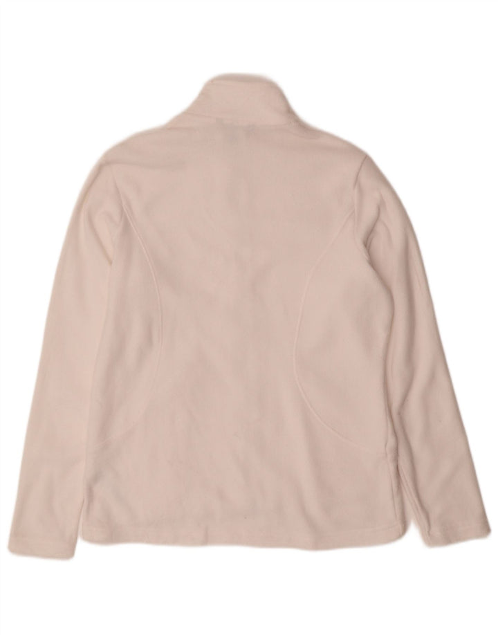 MARKS & SPENCER Womens Fleece Jacket UK 12 Medium  White Polyester