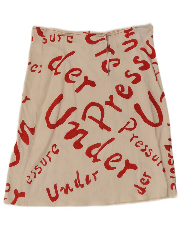 Vintage Womens Graphic A-Line Skirt IT 46 Large W32  Off White