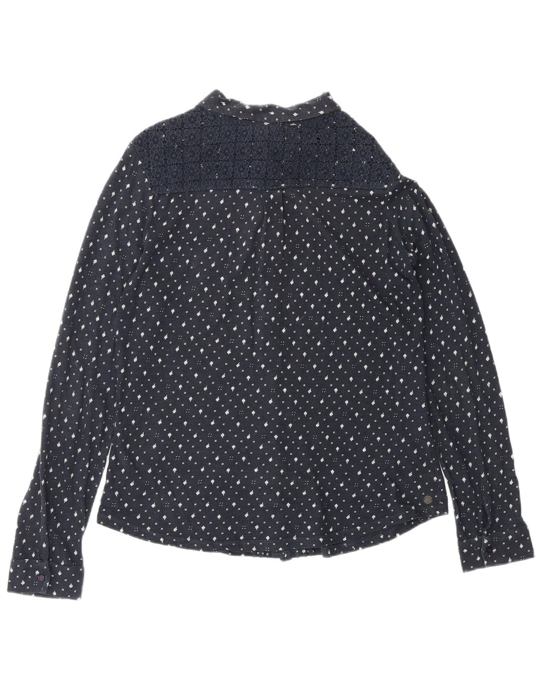 FAT FACE Womens Shirt Blouse UK 12 Medium Navy Blue Floral Cotton