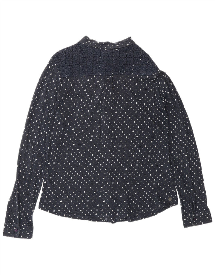 FAT FACE Womens Shirt Blouse UK 12 Medium Navy Blue Floral Cotton