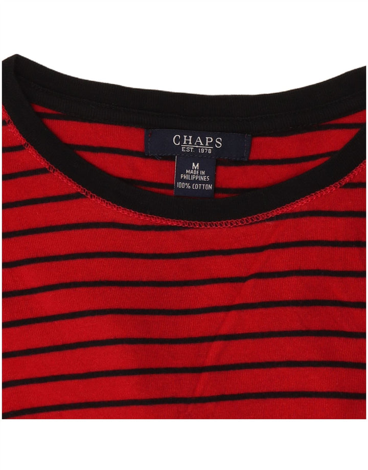 CHAPS Womens Top Long Sleeve UK 12 Medium Red Striped Cotton