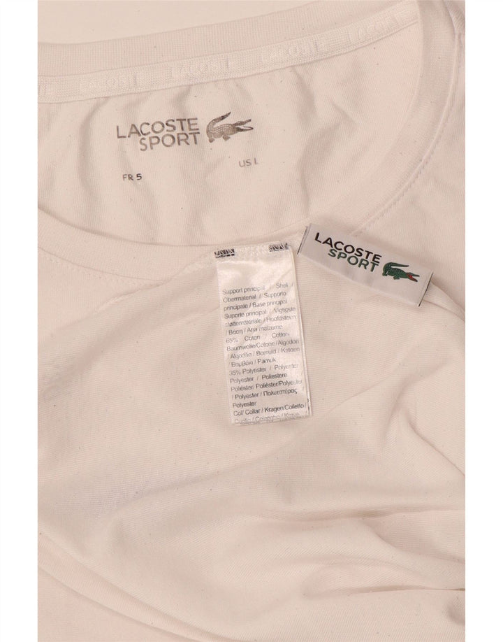 LACOSTE Mens Graphic T-Shirt Top Size 5 Large White Cotton