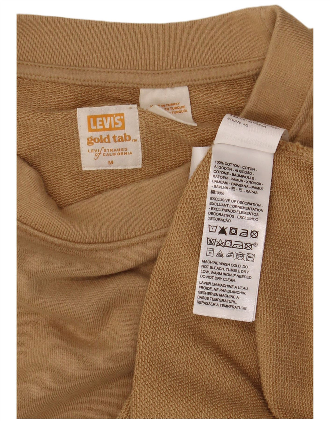 LEVI'S Mens Loose Fit Sweatshirt Jumper Medium Beige Cotton