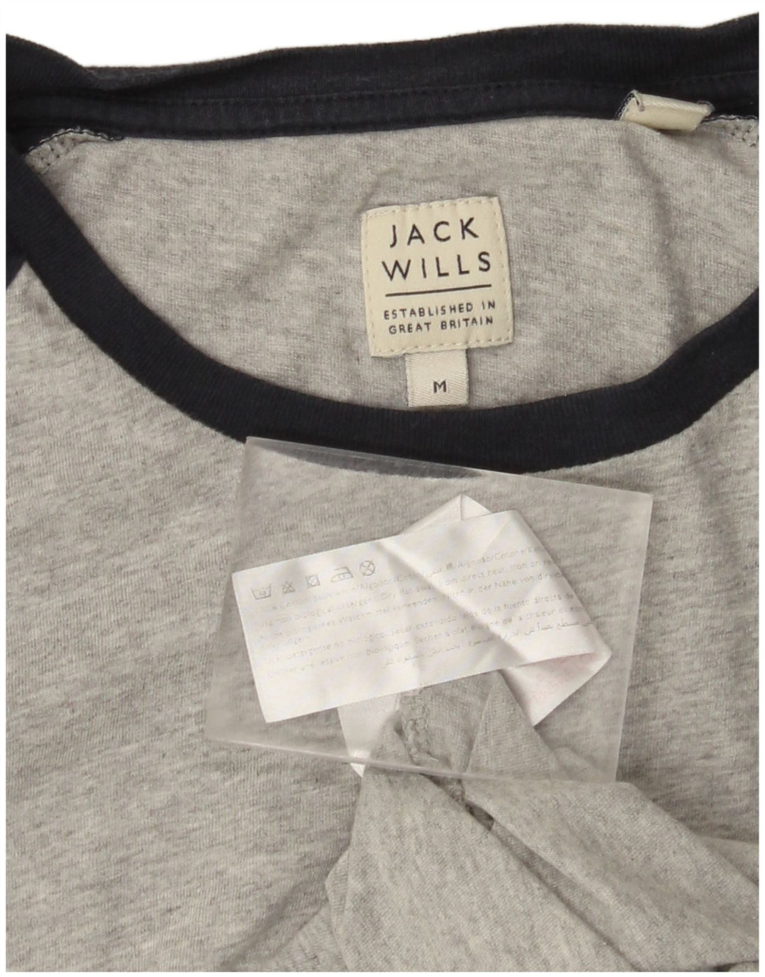 JACK WILLS Mens Top Long Sleeve Medium Grey Colourblock Cotton