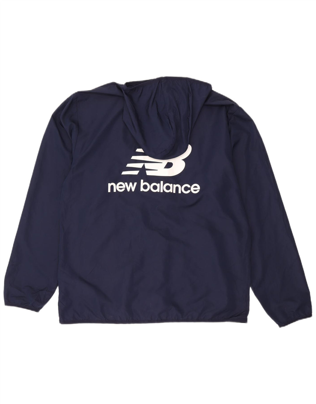 New Balance Mens Graphic Hooded Rain Jacket Large Navy Blue Polyester