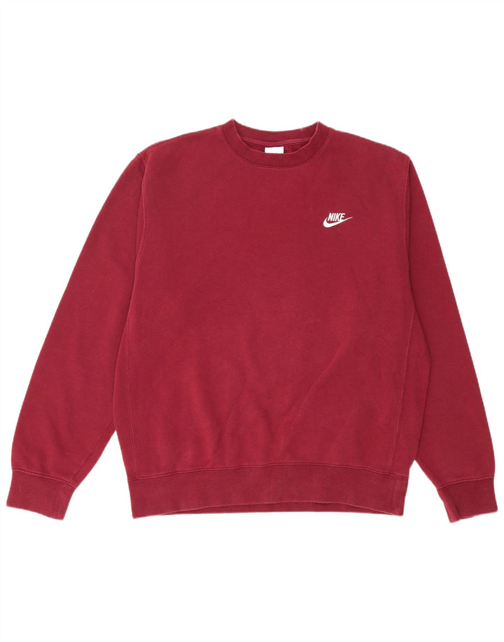 Nike Mens Sweatshirt Jumper Medium Burgundy Cotton