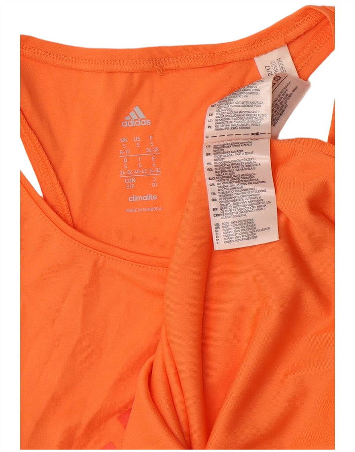 ADIDAS Womens Climalite Graphic Vest Top UK 8/10 Small Orange Polyester