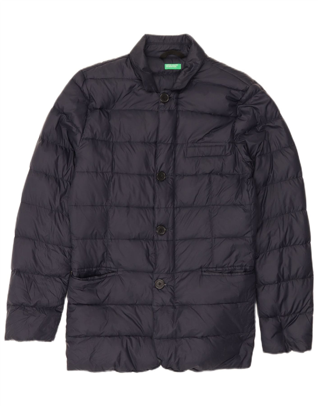 Benetton Mens Padded Jacket IT 44 XS Navy Blue Polyamide