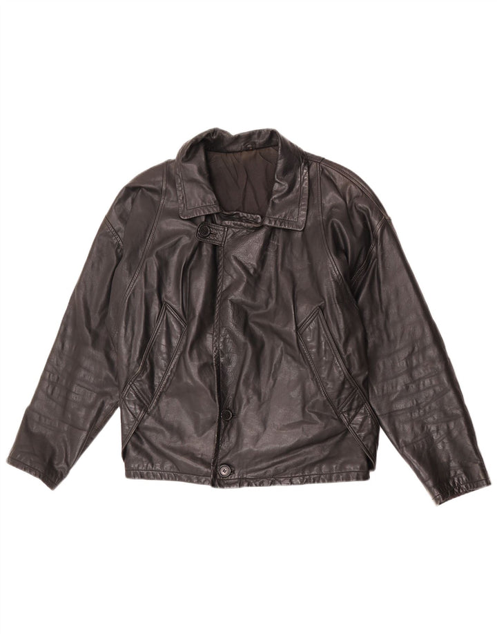 Vintage Mens Leather Jacket EU 50 Large Black Leather