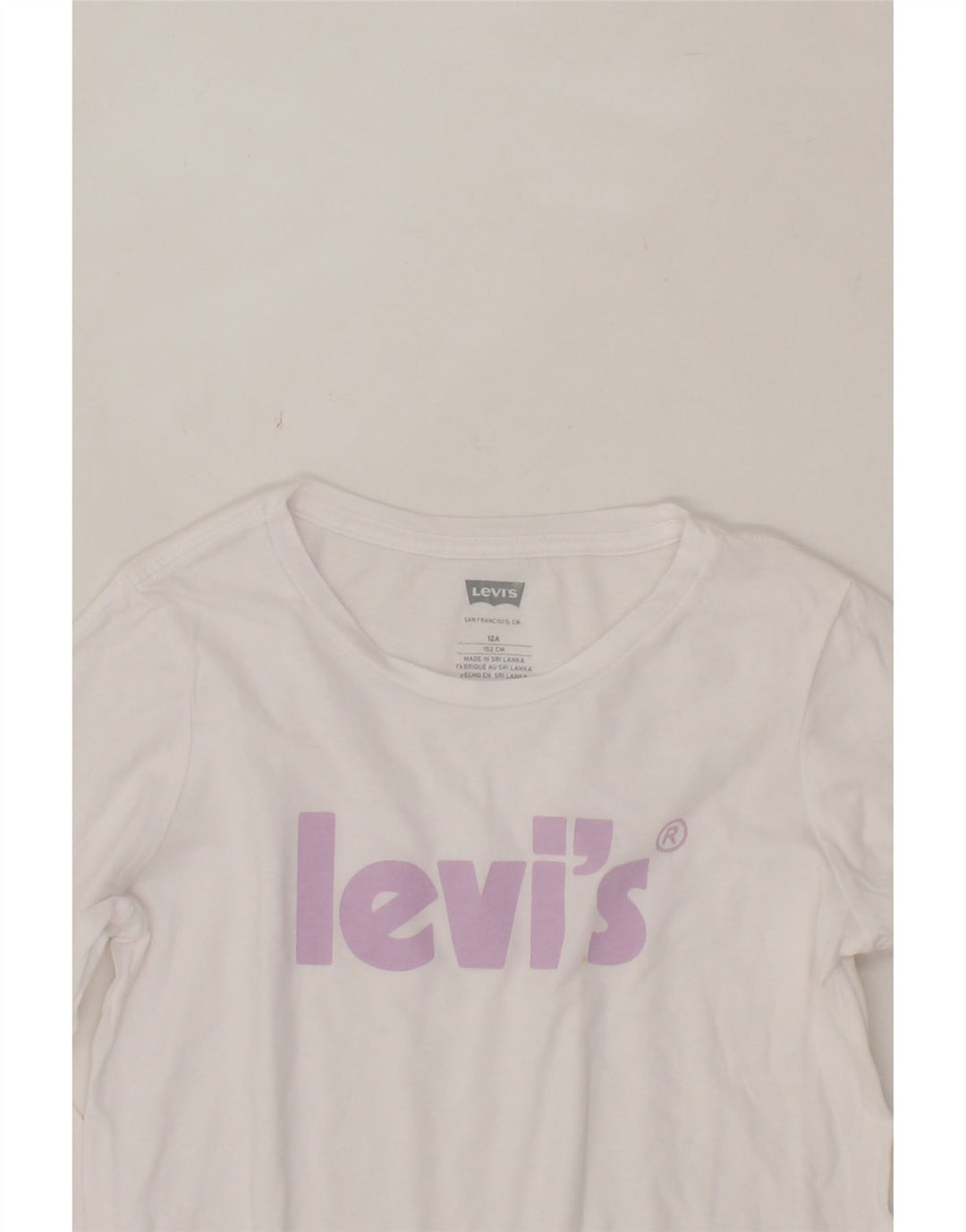 LEVI'S Girls Graphic Top Long Sleeve 11-12 Years White Vintage Levi's and Second-Hand Levi's from Messina Hembry 