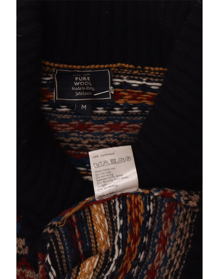 John Lewis Mens Shawl Neck Jumper Sweater Medium Navy Blue Fair Isle