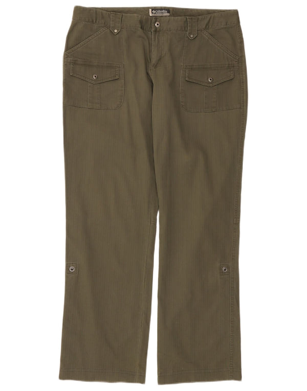 COLUMBIA Womens Straight Casual Trousers US 12 Large W34 L31 Khaki Striped