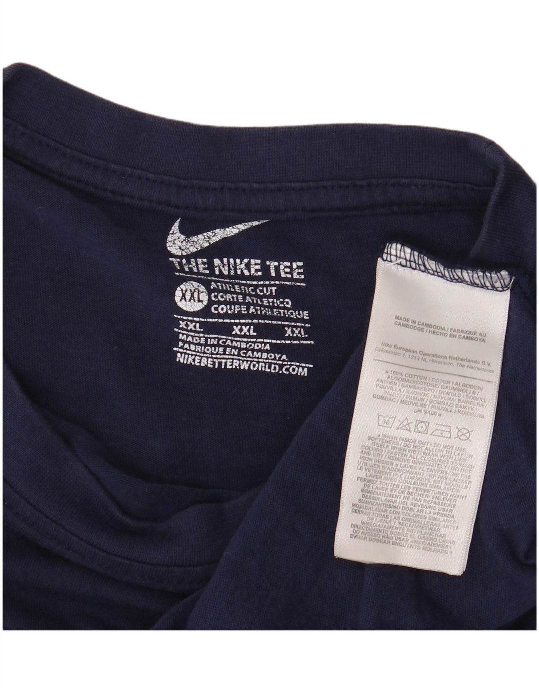 NIKE Womens Athletic Cut T-Shirt Top UK 20 2XL Navy Blue Cotton