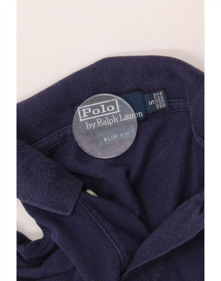 POLO RALPH LAUREN Mens Slim Fit Long Sleeve Polo Shirt Small Navy Blue