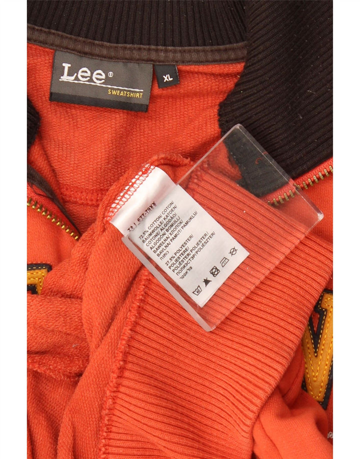 LEE Womens Graphic Tracksuit Top Jacket UK 18 XL Orange Cotton