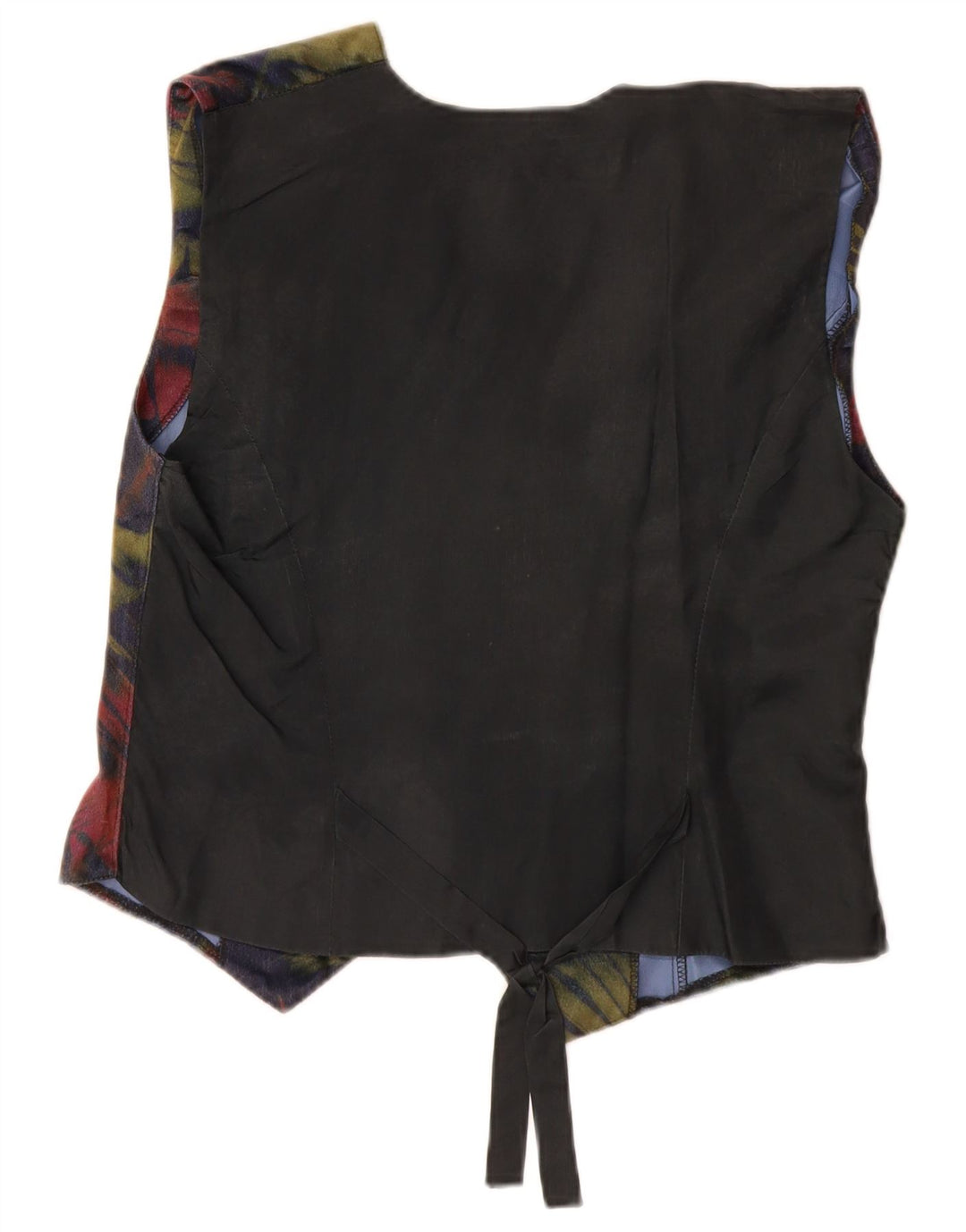 VINTAGE Womens Waistcoat UK 12 Medium Navy Blue Floral