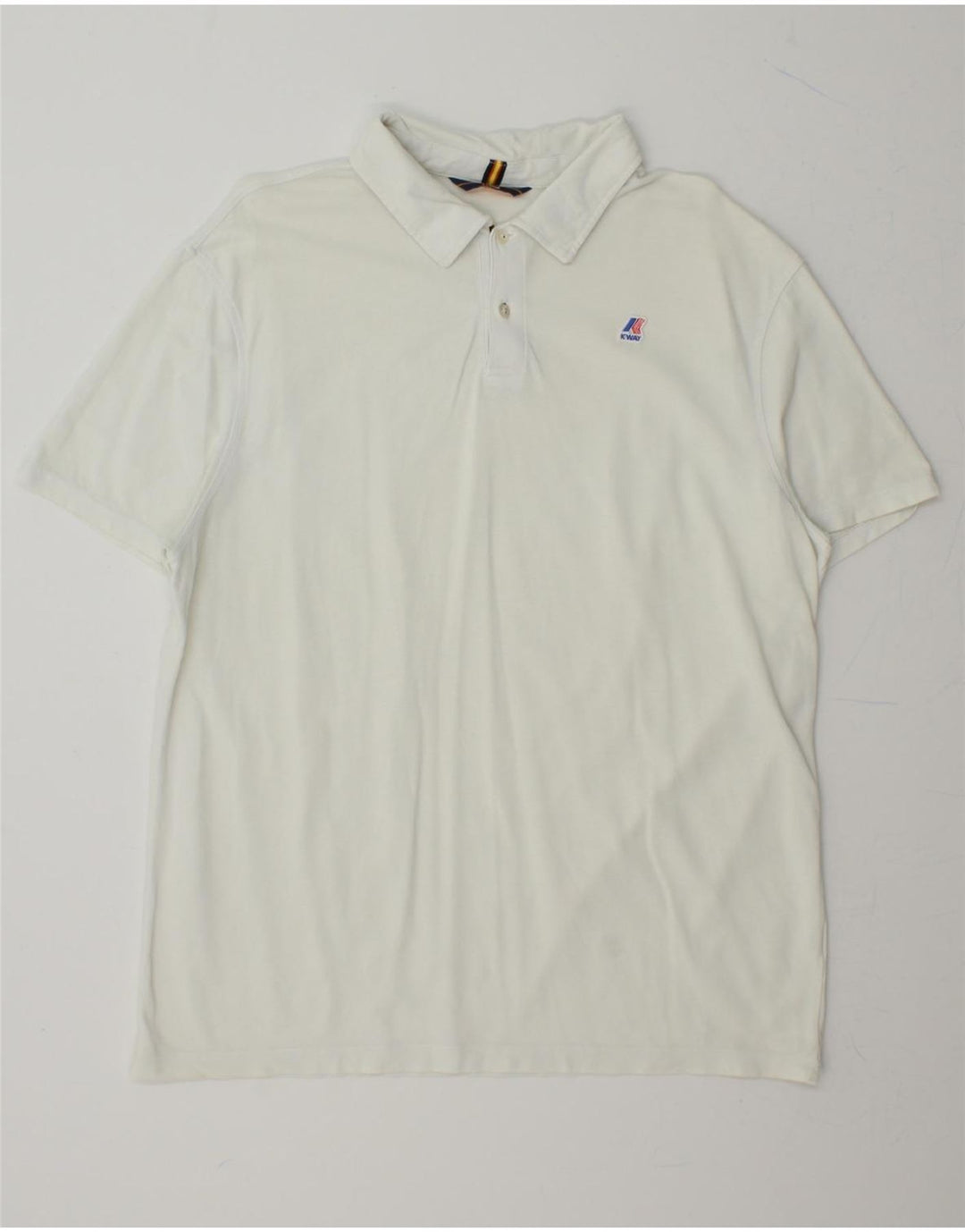 K-WAY Mens Polo Shirt XL White Vintage K-Way and Second-Hand K-Way from Messina Hembry 