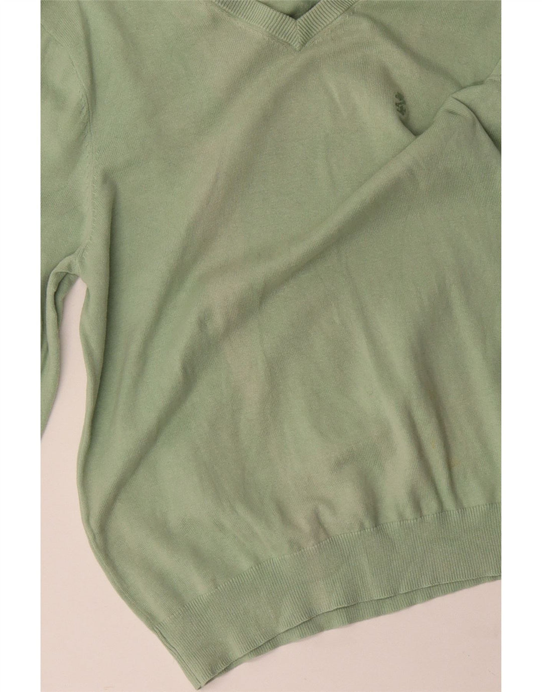 IZOD Mens V-Neck Jumper Sweater Medium Green Cotton