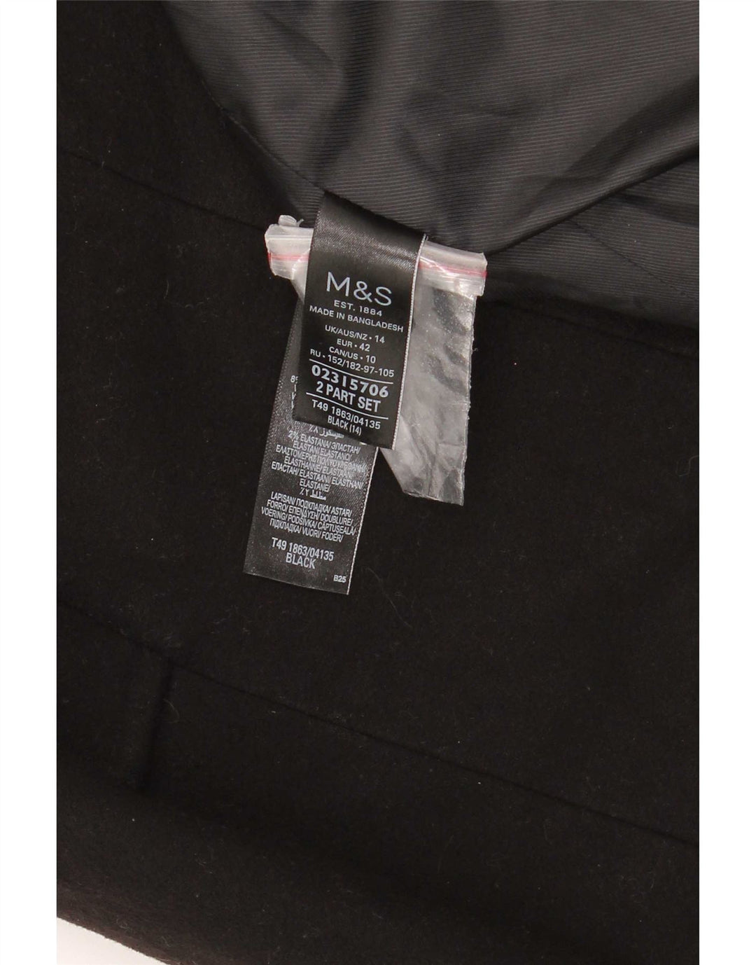 Marks & Spencer Womens Overcoat UK 14 Large Black Polyester