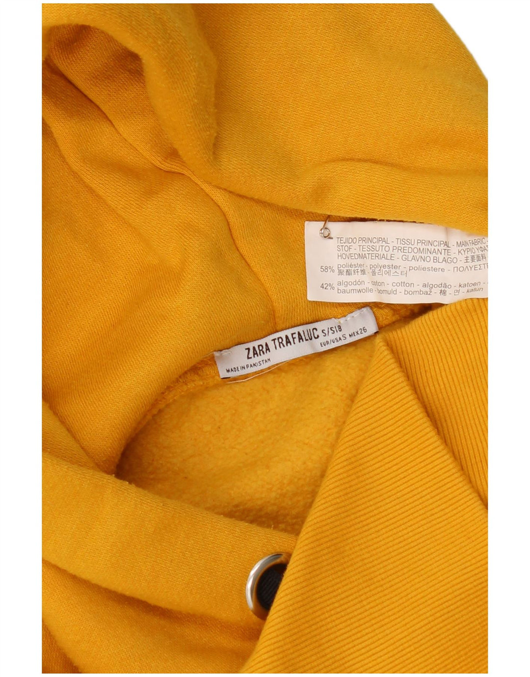 Zara Womens Oversized Hoodie Jumper UK 10 Small Yellow Polyester