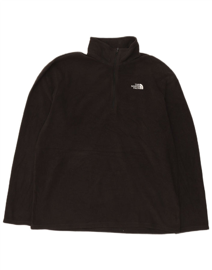 THE NORTH FACE Mens Zip Neck Fleece Jumper Large Black Polyester
