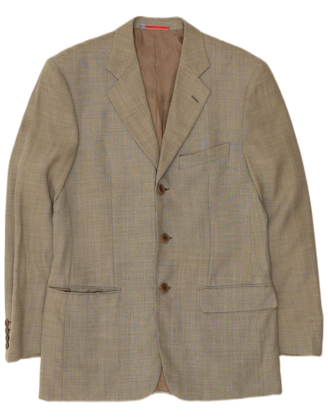 UNGARO Mens 3 Button Blazer Jacket IT 46 Small Khaki Wool