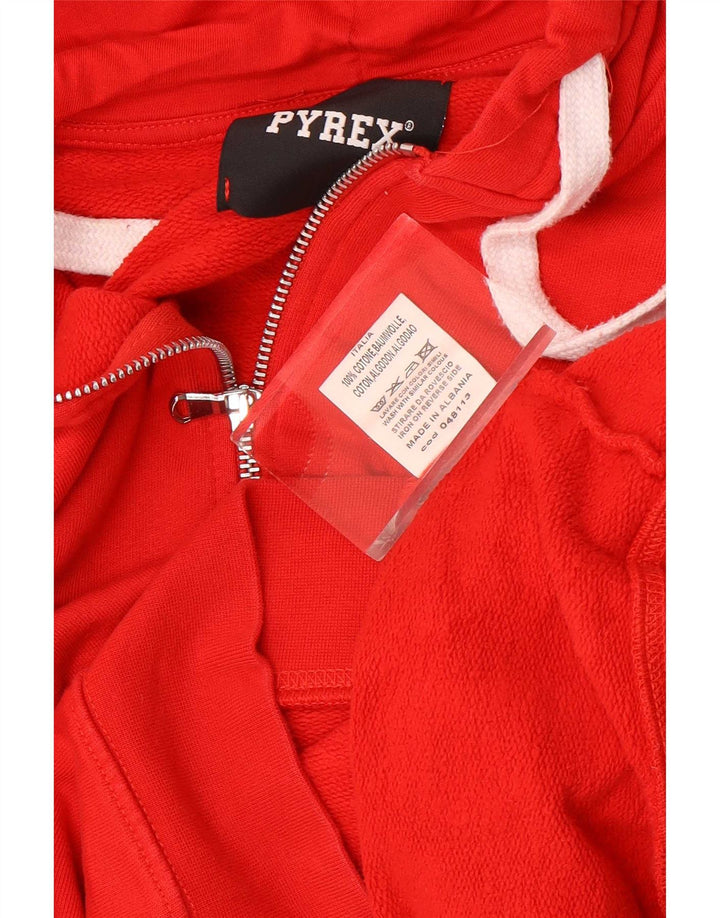 Pyrex Womens Graphic Zip Hoodie Sweater UK 14 Medium Red Cotton