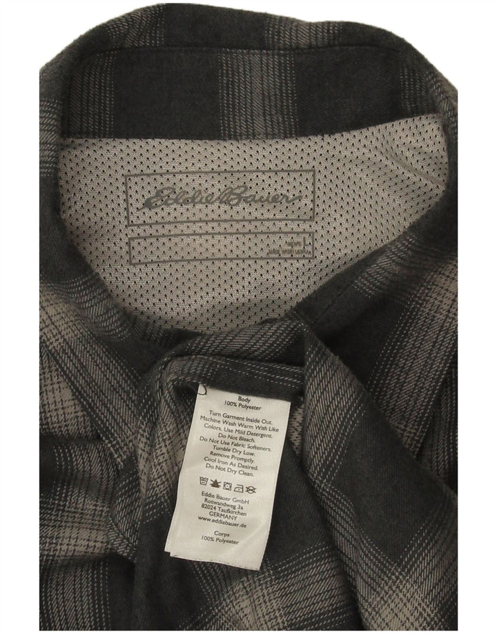 Eddie Bauer Mens Flannel Shirt Large Navy Blue Check Polyester