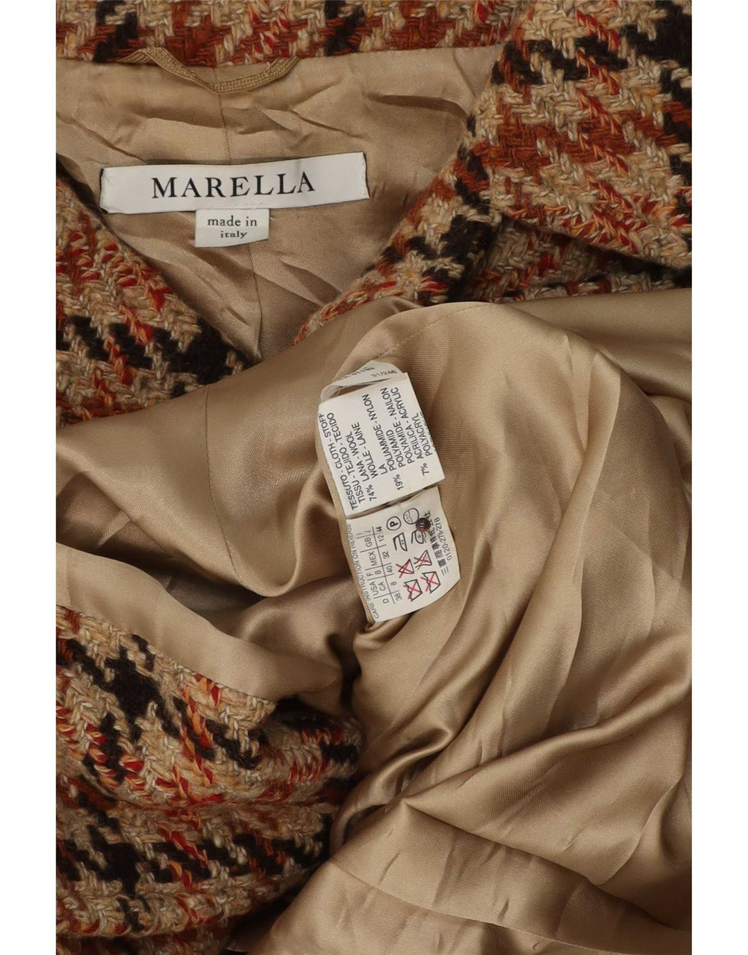 Marella Womens Blazer Jacket UK 12 Medium Brown Houndstooth Classic