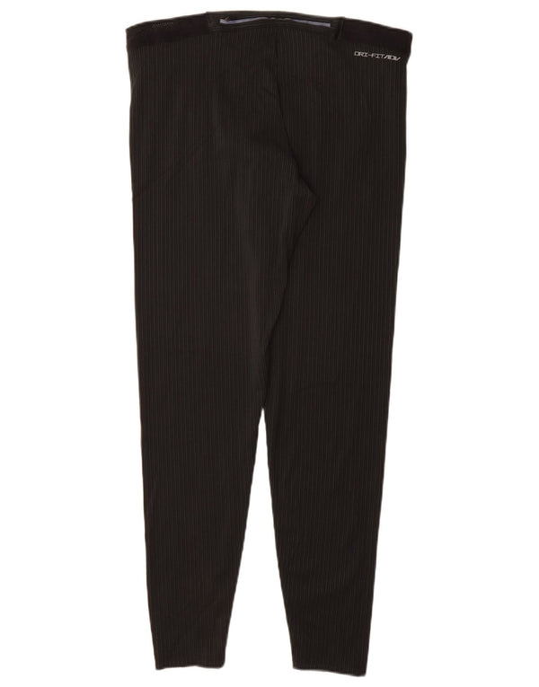 NIKE Womens Dri Fit Leggings UK 18 XL  Black Pinstripe Polyester