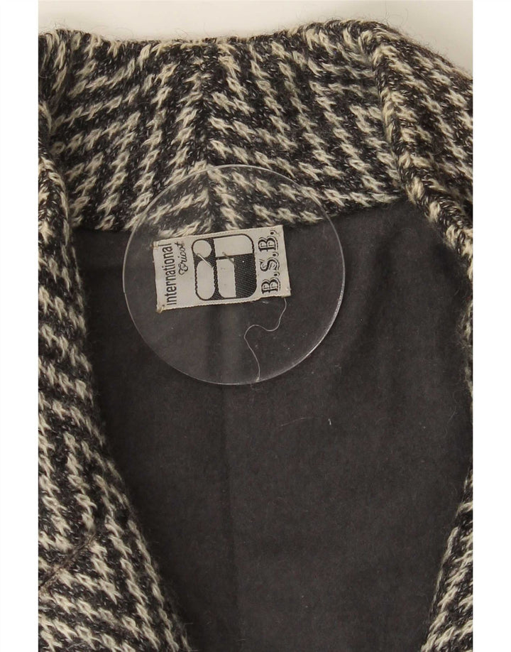 Vintage Womens Overcoat UK 16 Large Grey Herringbone