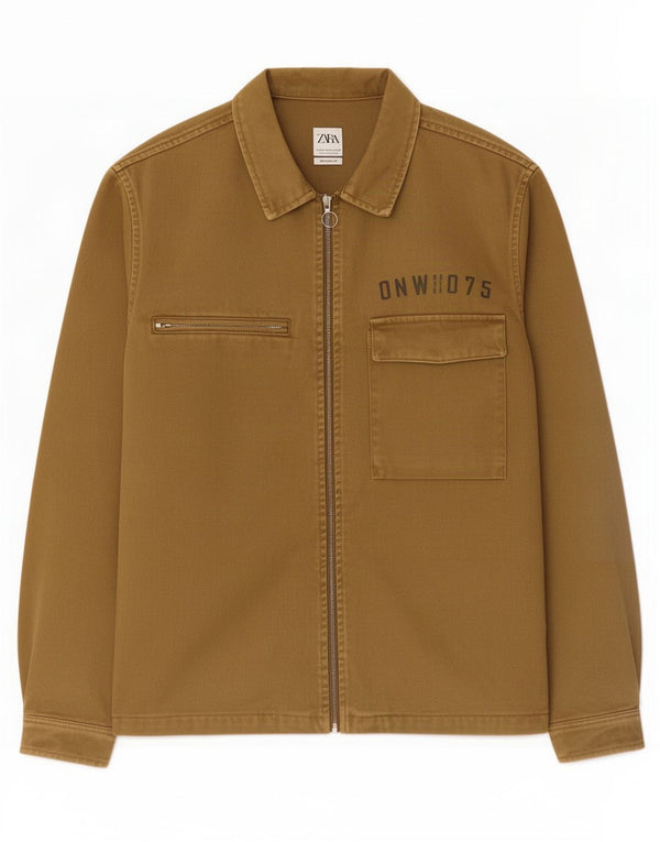 Zara Mens Relaxed Fit Utility Jacket UK 42 XL Khaki