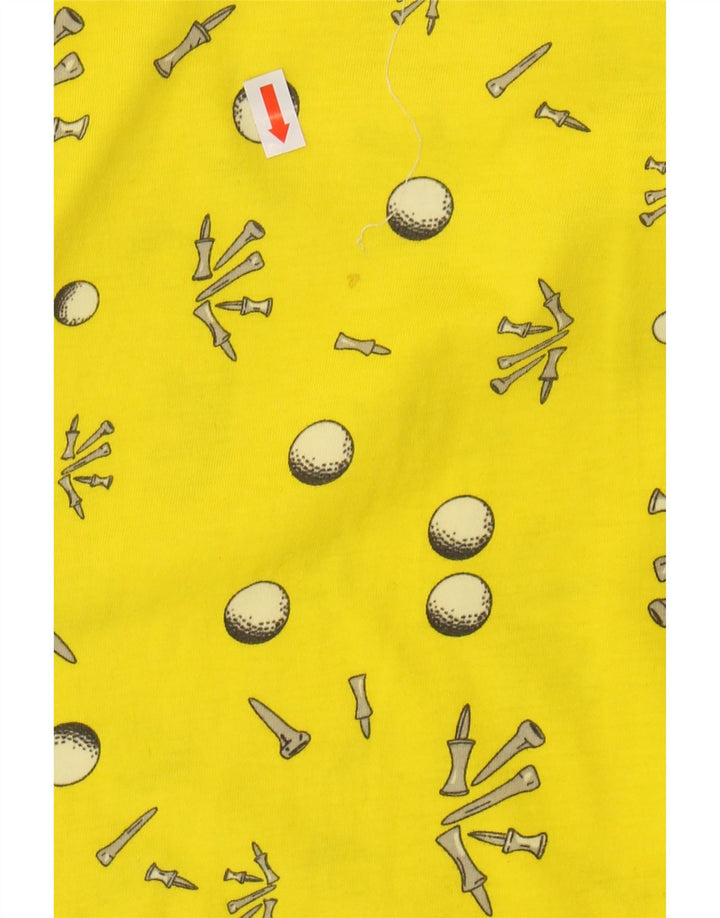GIANFRANCO FERRE Mens Abstract Pattern Polo Shirt IT 50 Medium Yellow