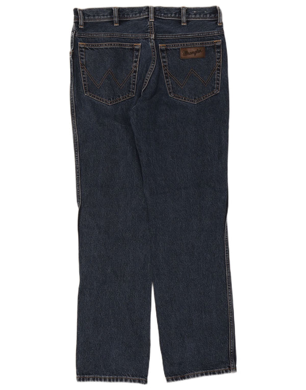 Wrangler Mens Texas Straight Jeans W34 L32 Navy Blue Cotton