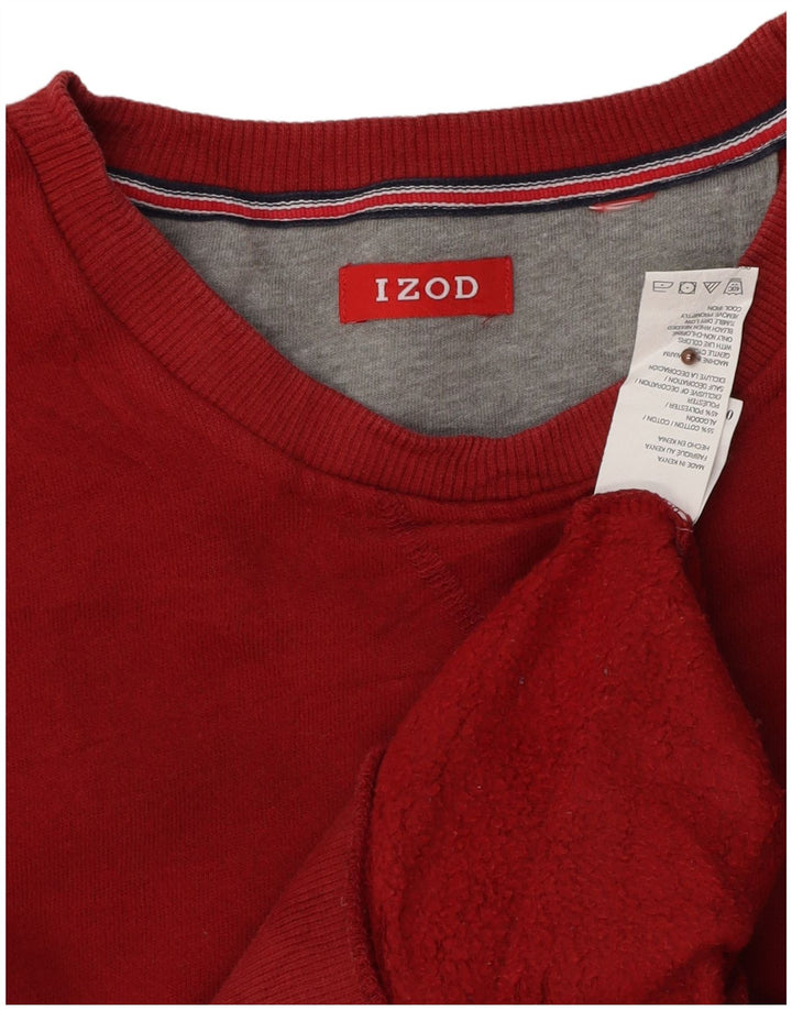Izod Mens Sweatshirt Jumper Large Red Cotton