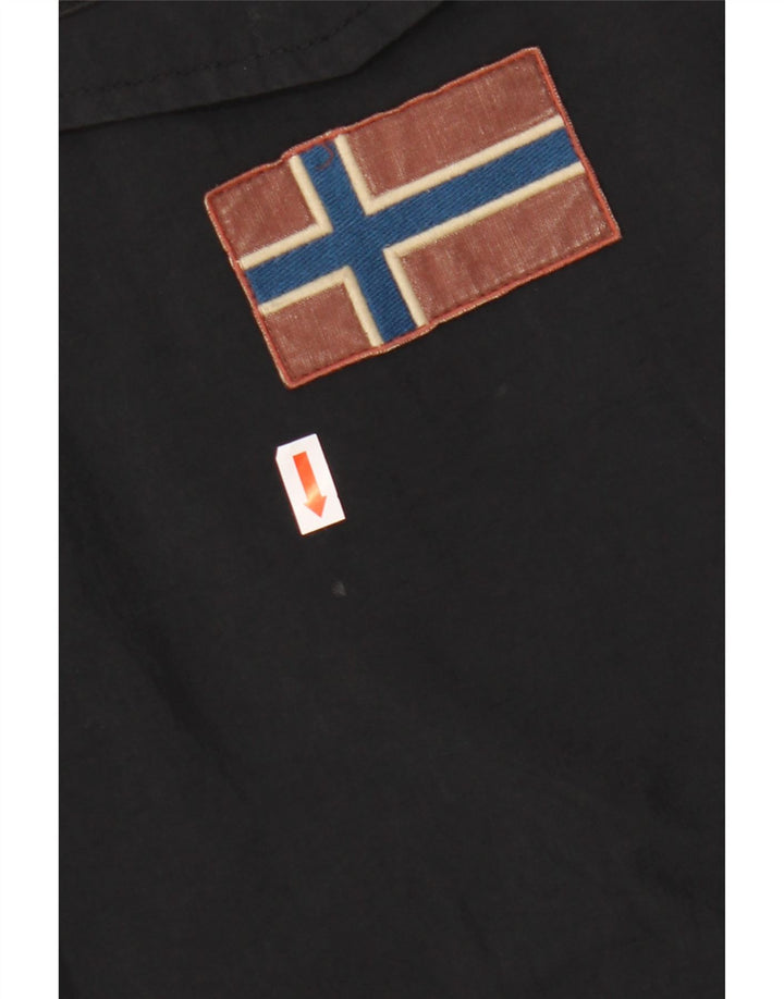 NAPAPIJRI Mens Graphic Hooded Anorak Jacket UK 36 Small Black Polyester